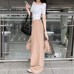 半袖Tシャツ ワンオフショルダベーシック半袖Tシャツ WHITE