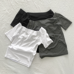 半袖Tシャツ ワンオフショルダベーシック半袖Tシャツ