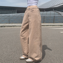 デニム 【丈別】ハイウエストコットンセミワイドパンツ(6color) PINK