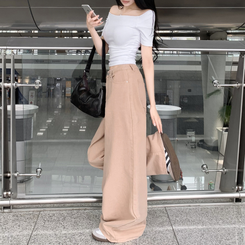 デニム 【丈別】ハイウエストコットンセミワイドパンツ(6color) PINK