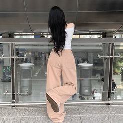 デニム 【丈別】ハイウエストコットンセミワイドパンツ(6color) PINK