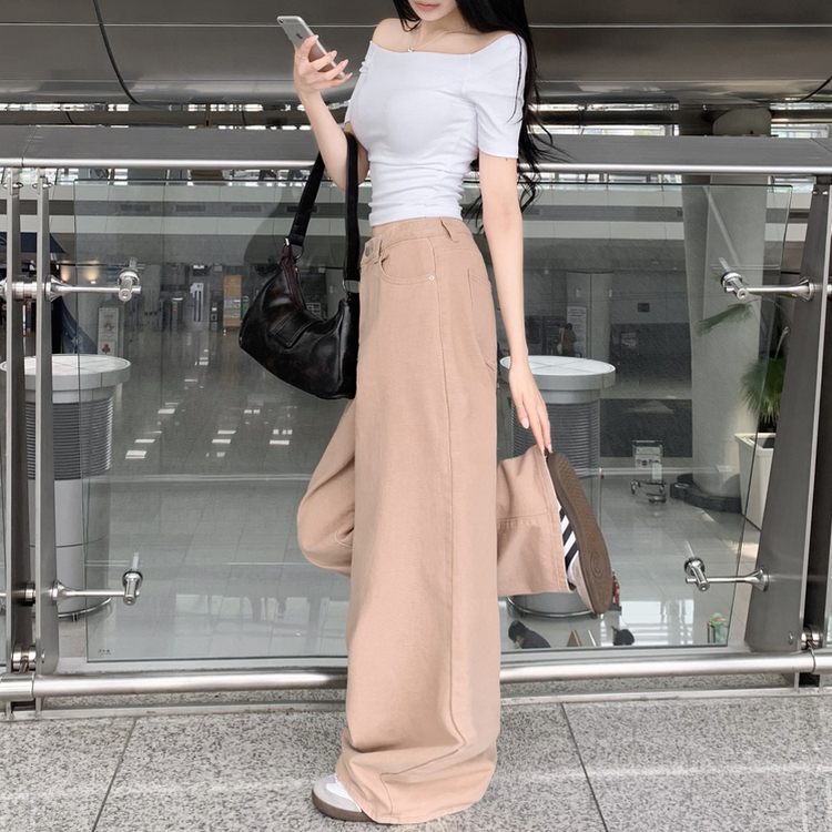 【丈別】ハイウエストコットンセミワイドパンツ(6color) PINK