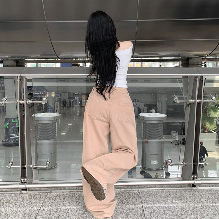 【丈別】ハイウエストコットンセミワイドパンツ(6color) PINK