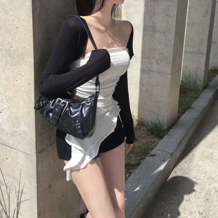 バックルレザーミニトートショルダーバッグ BLACK