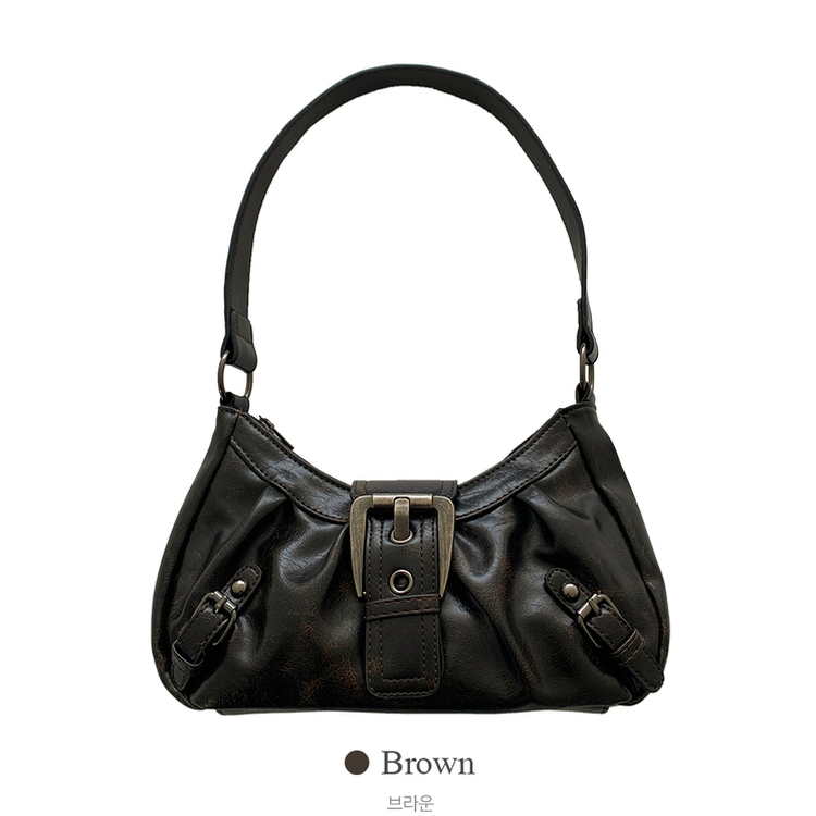 バックルレザーミニトートショルダーバッグ