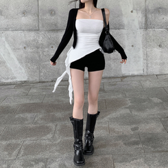 アンバランスフリルレイヤードトップ WHITE