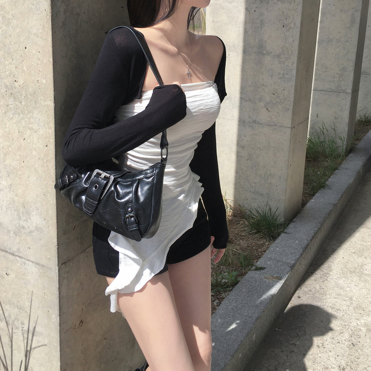 アンバランスフリルレイヤードトップ WHITE