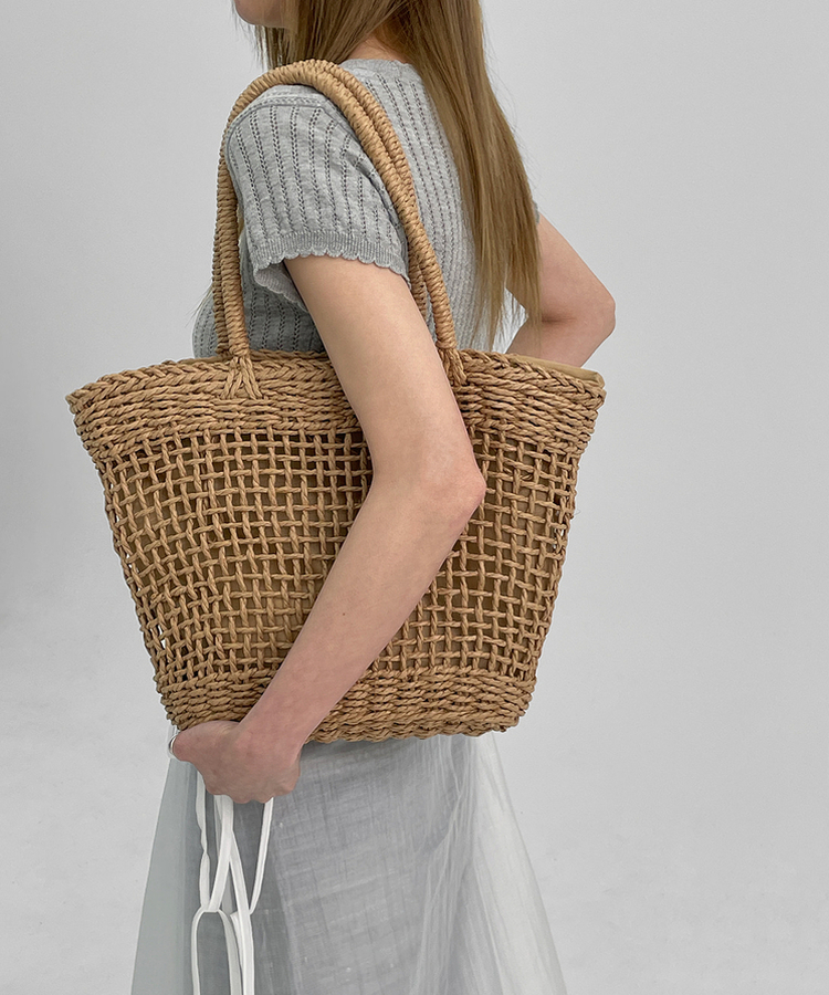 ラタンショルダーバッグ CAMEL