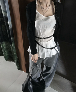 ファッション雑貨 レイヤードダブルベルト BLACK