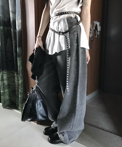 ファッション雑貨 レイヤードダブルベルト BLACK