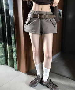 ショートパンツ ポケットショートパンツ BROWN
