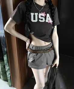 ショートパンツ ポケットショートパンツ BROWN