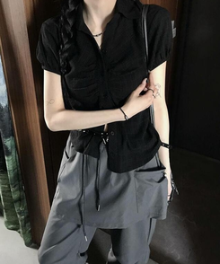 コットンパンツ パラシュートストリングスカートパンツ CHARCOAL