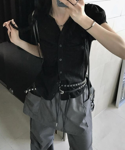 コットンパンツ パラシュートストリングスカートパンツ CHARCOAL