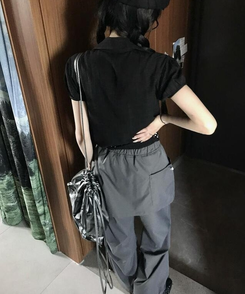 コットンパンツ パラシュートストリングスカートパンツ CHARCOAL