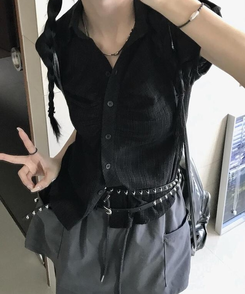 コットンパンツ パラシュートストリングスカートパンツ CHARCOAL