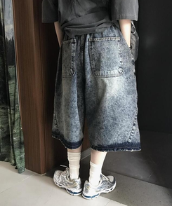 ショートパンツ ワイドウォッシングバミューダパンツ BLUE