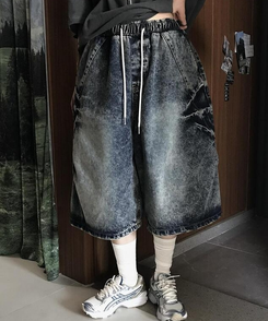 ショートパンツ ワイドウォッシングバミューダパンツ BLUE