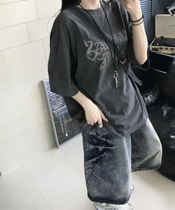 ショートパンツ ワイドウォッシングバミューダパンツ BLUE