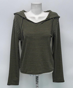 フード ストライプフードTシャツ