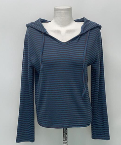 フード ストライプフードTシャツ