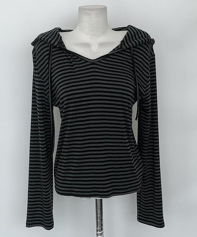 ストライプフードTシャツ