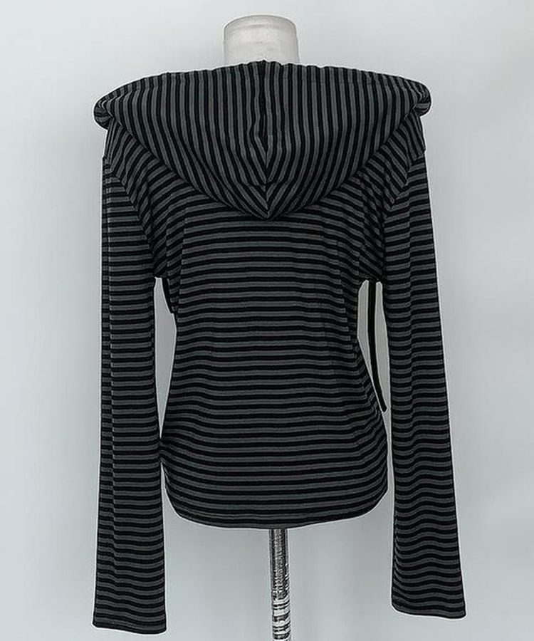 ストライプフードTシャツ