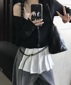 ノースリーブ リネンレイヤードキャミソール WHITE