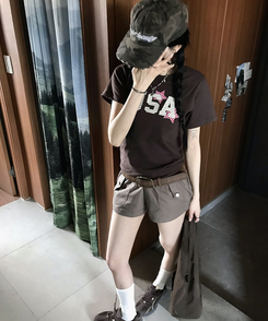 半袖Tシャツ スタークロップ半袖Tシャツ BROWN
