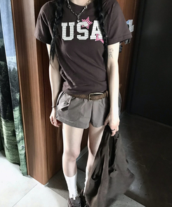 半袖Tシャツ スタークロップ半袖Tシャツ BROWN