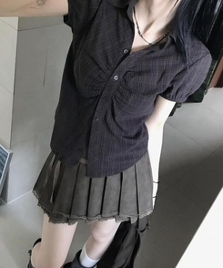 シャツ シャーリング半袖シャツ BLACK