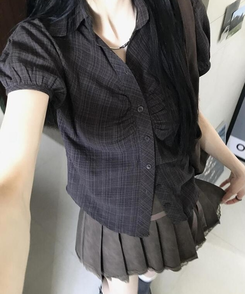 シャツ シャーリング半袖シャツ BLACK