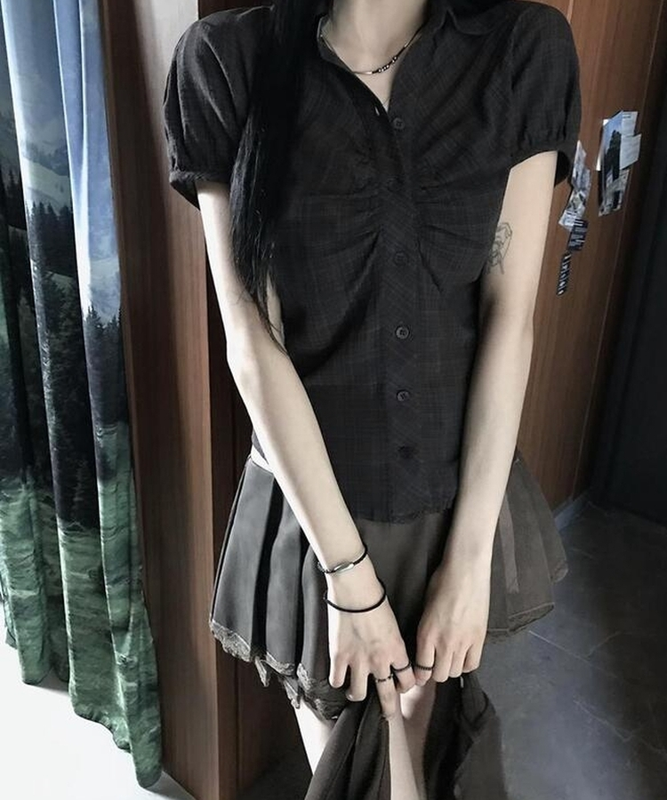 シャーリング半袖シャツ BLACK