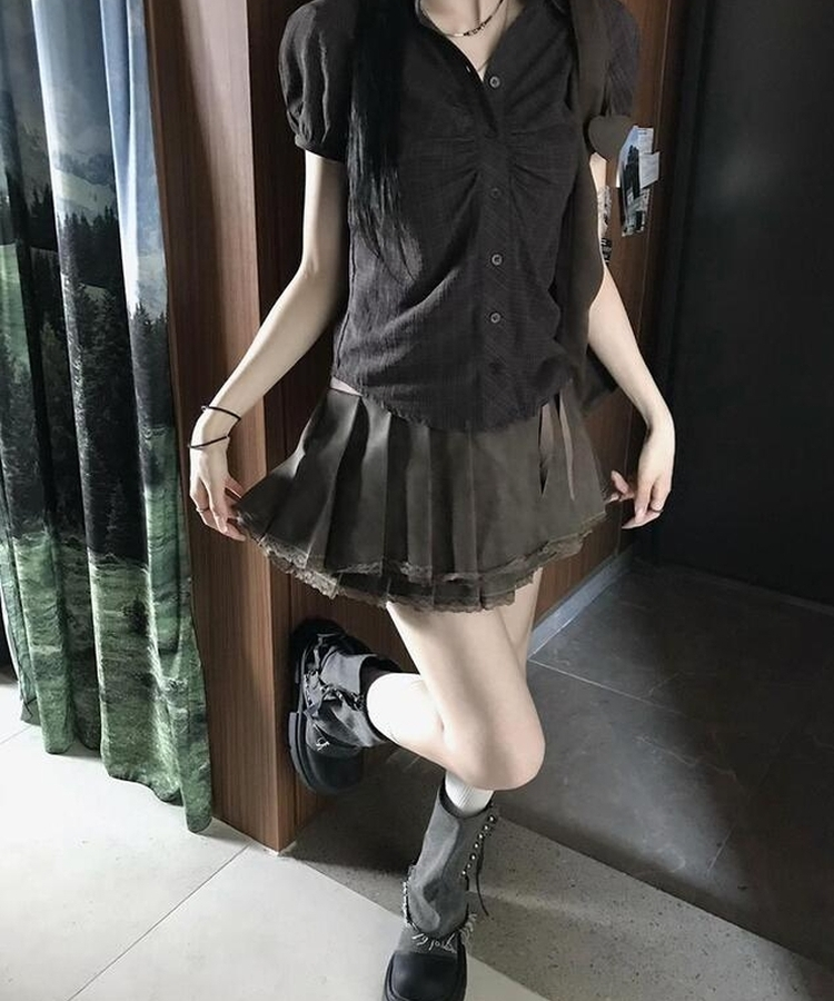 シャーリング半袖シャツ BLACK