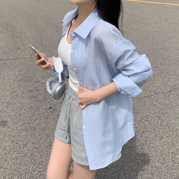 グレー シースルー リボン付きシャツ　Bibiy 伊勢丹限定カラー SBS26246 シースルーリネンシャツ(5color) シャツ - jasminbell
