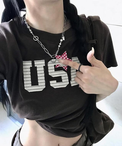 ジュエリー ハートトグルバーネックレス BLACK
