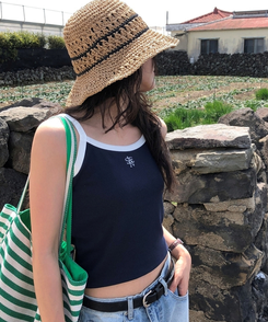 ヘアアクセサリー ビーチラタン麦わら帽子 BROWN