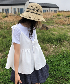 ヘアアクセサリー ビーチラタン麦わら帽子 BEIGE