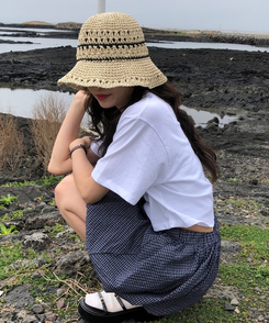 ヘアアクセサリー ビーチラタン麦わら帽子 BEIGE