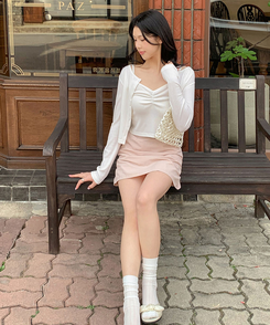 ミニスカート ナイロンAラインミニスカートパンツ PINK