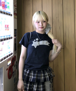 ヘアアクセサリー チェック柄シュシュ SKY BLUE