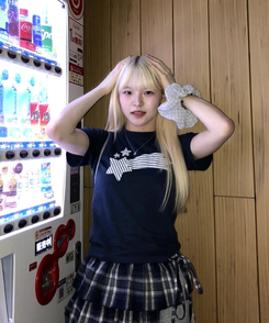ヘアアクセサリー チェック柄シュシュ SKY BLUE