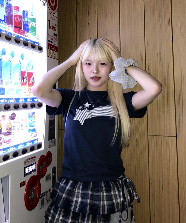 チェック柄シュシュ SKY BLUE