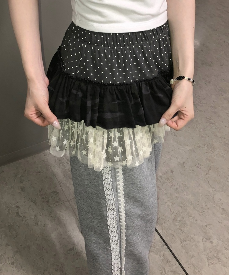 ドットスターフリルミニスカート CHARCOAL