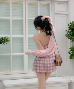カーディガン ペンダントラウンドクロップカーディガン(6color) PINK