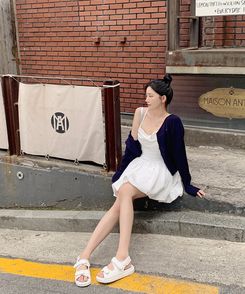 カーディガン ペンダントラウンドクロップカーディガン(6color) NAVY