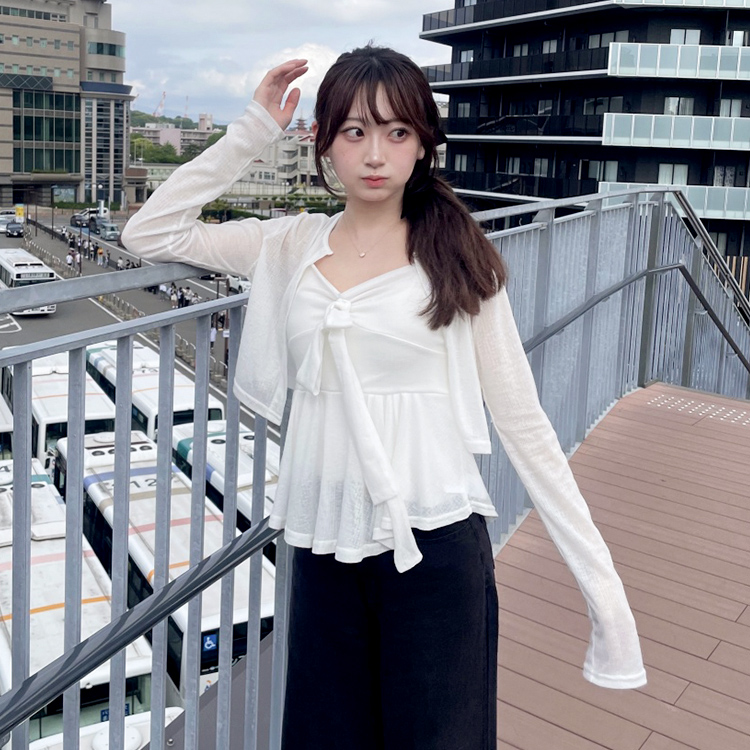 リボンキャミカーデシグナルセット WHITE