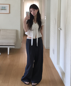 ナイロンバンディングワイドパンツ NAVY