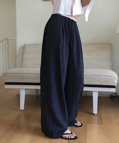 ナイロンバンディングワイドパンツ NAVY