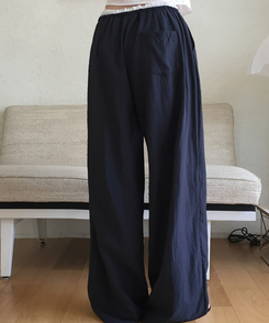ナイロンバンディングワイドパンツ NAVY